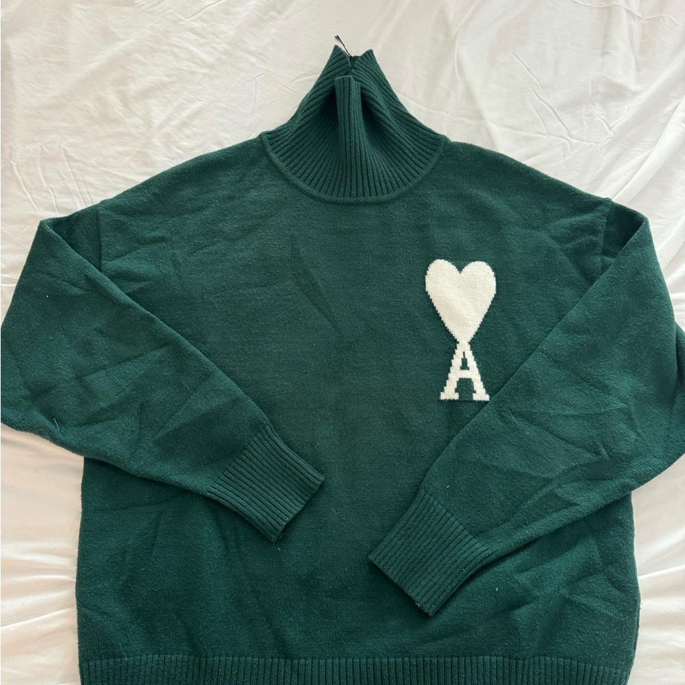 AMI Paris Turtleneck Sweater with Heart Logo